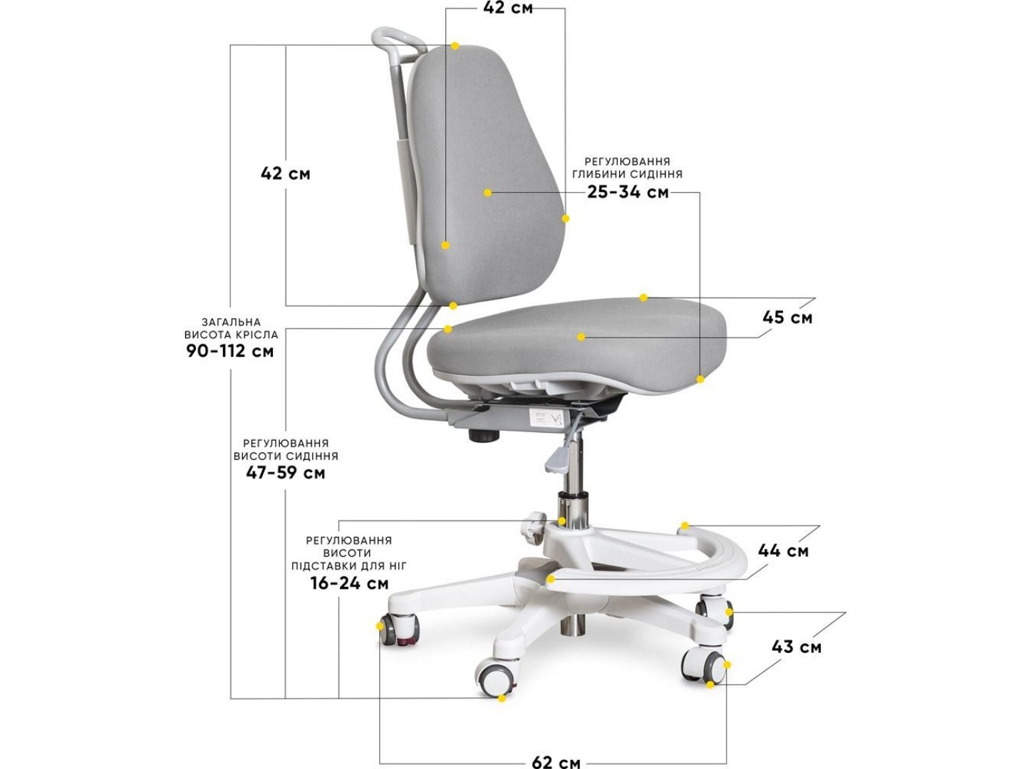 Крісло дитяче Evo-kids Mio Ergo Lite Grey (Y-507 Lite G) — фото 3